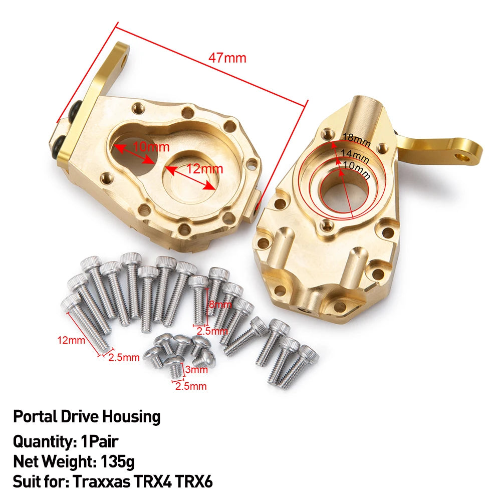 AXSPEED Heavy Brass Counterweight Portal Axle Housing Diff Cover Bumper Mount for 1/10 RC Crawler Car TRX4 TRX6 Parts