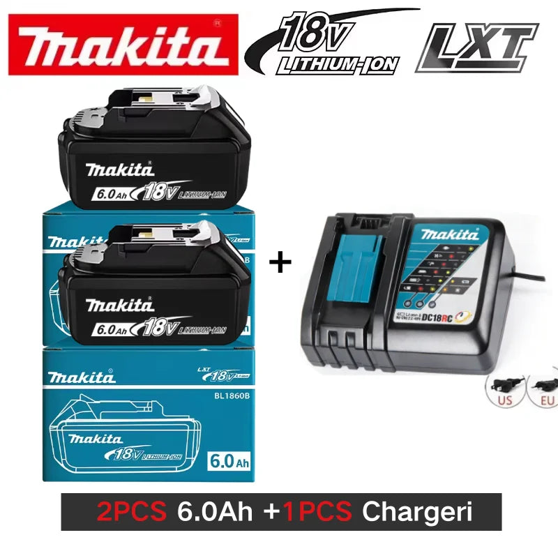 Original Makita 18V 6.0Ah 9.0Ah 5.0Ah Rechargeable Lithium Battery High Capacity for Makita Power Tool Battery+charger+drill