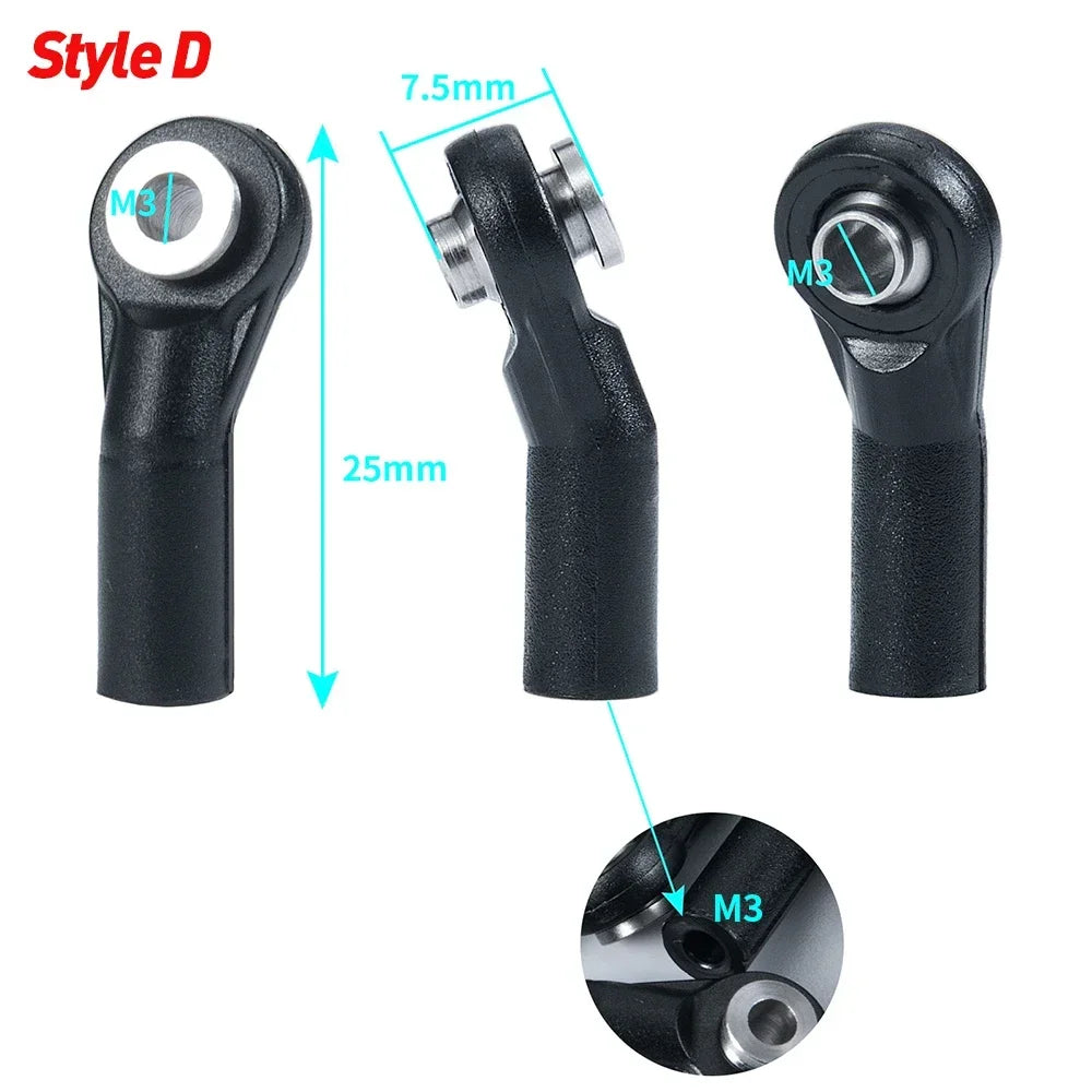 AXSPEED 10Pcs M3 Ball Joint Link Bar Rod End Plastic Ball Head Tie for Axial SCX10 90046 D90 TRX4 TRX6 1/10 RC Crawler Car
