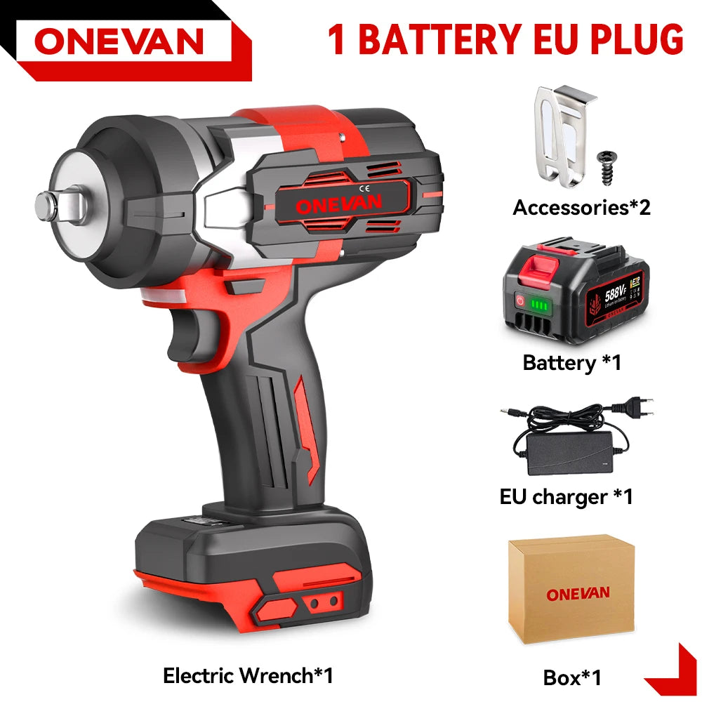 ONEVAN 8000RPM 2800N.M Brushless Electric Impact Wrench Cordless Car Repair Screwdriver Drill Power Tool For Makita Battery Pin