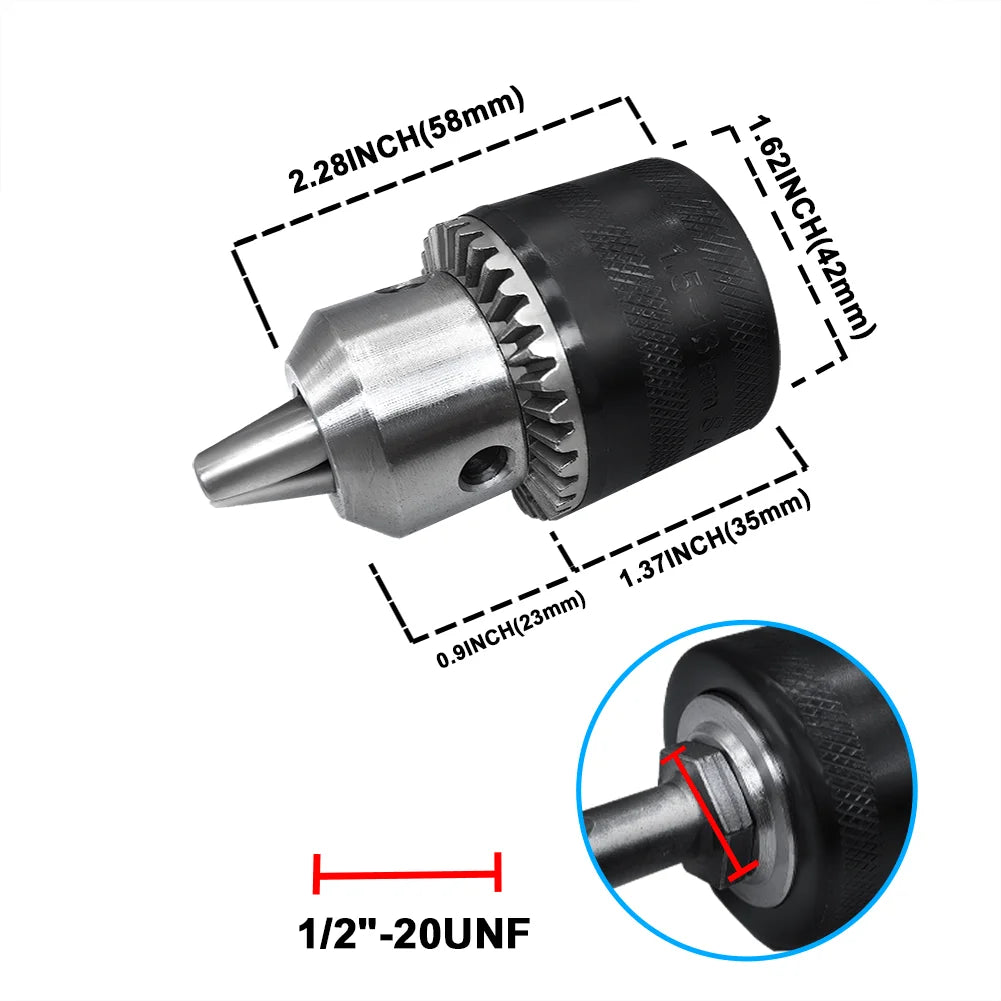 1.5-13mm Precise Drill Chuck Converter 1/2 -20UNF Thread Qui