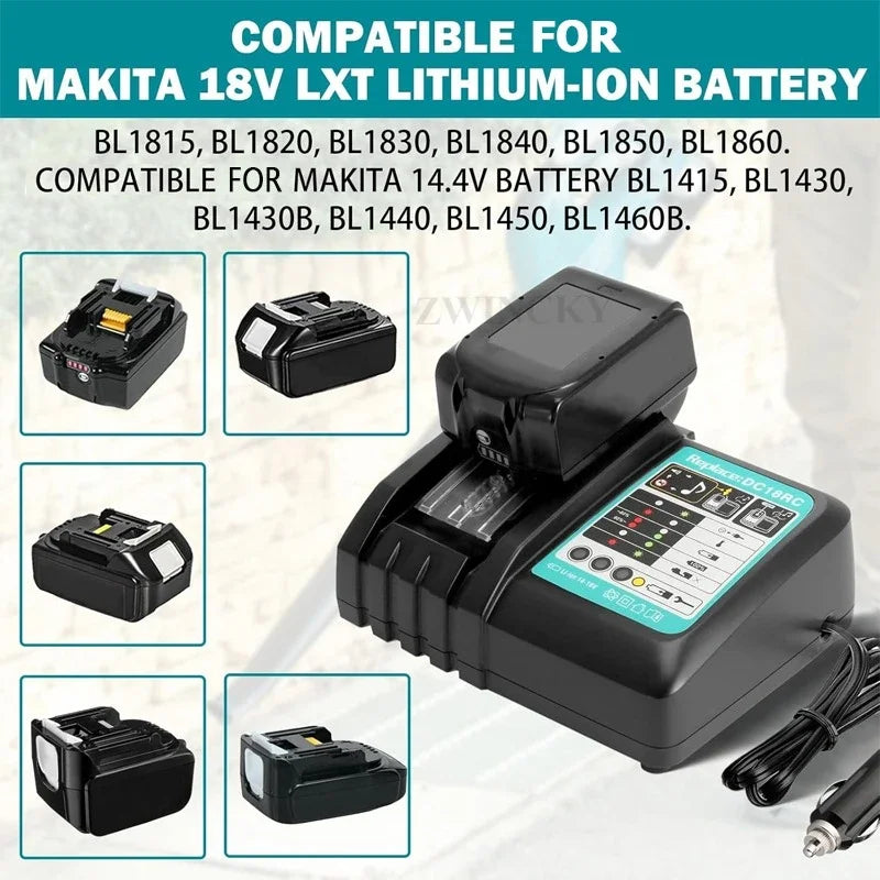DC18RC Li-ion Battery 3A Car Charger for Makita 18V 14.4V BL