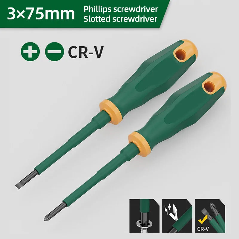 GREENERY Electrician Insulated Screwdriver Set Magnetic Phillips / Slotted Screwdriver Bits Current-Isolate Cross / Flat Driver