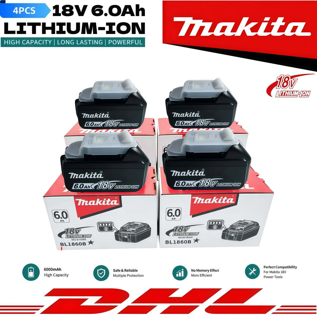Genuine 6AH Makita BL1860B 6Ah Battery Power Tools Li-ion Re