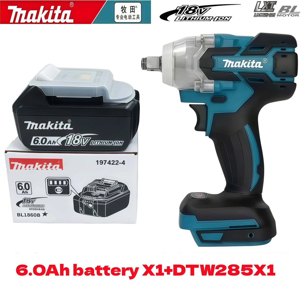 Genuine 6AH Makita BL1860B 6Ah Battery Power Tools Li-ion Replacement LXT BL1850 BL1840 for 18V Screwdriver with BMS 18V Battery