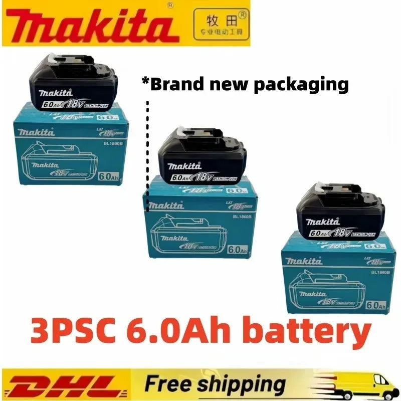 100% Original Makita Battery 6.0Ah Rechargeable Battery 18V Replacing Makita BL1830B L1840B L1850B L1860B Power Tool Battery
