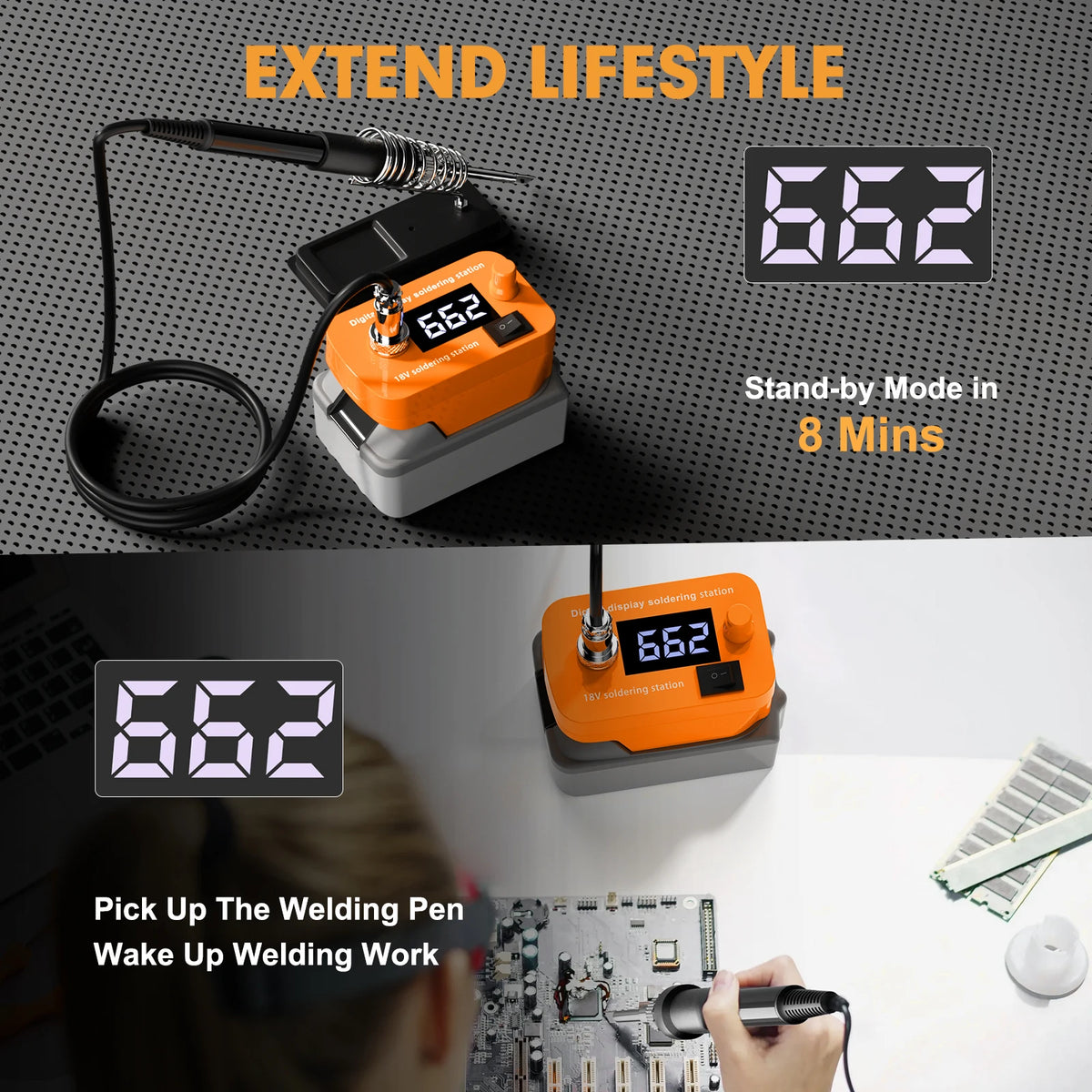 Cordless Soldering Iron Tool 0-500 Temperature Adjustable El