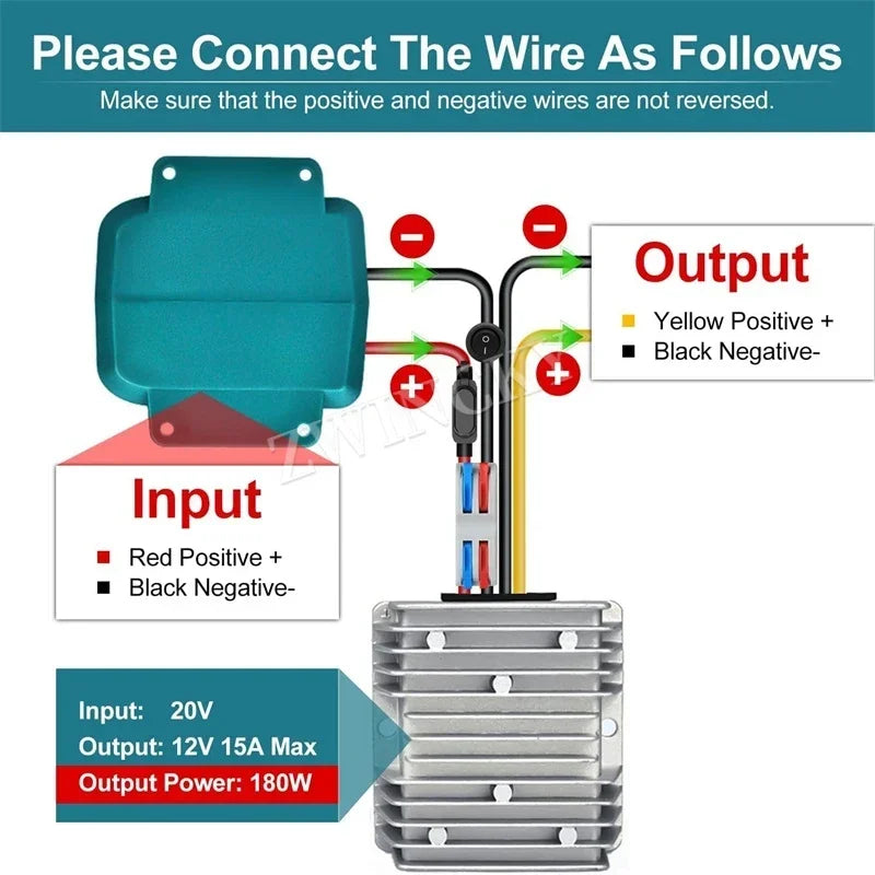 18V to 12V Step-Down Converter for Makita 18V for Power Whee