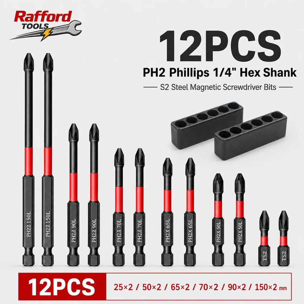 Anti Slip Bits Magnetic Screwdriver Bit Set S2 Alloy Steel Impact Resistance Bits-3/6/12Pcs Phillip Suitable for Electric Drills