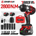 ONEVAN 8000RPM 2800N.M Brushless Electric Impact Wrench Cord