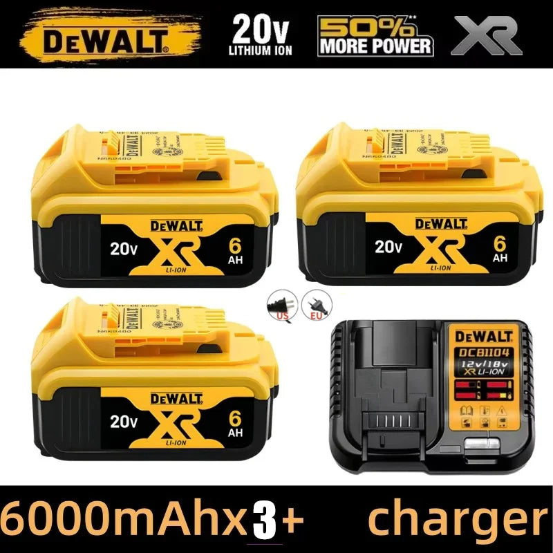 Original 100% Dewalt 20V XR Battery Power Tools DCD805 Dewalt 20V Battery DCB206 6000mAh DCB205 5Ah DCB184 DCB1104 Fast Charger