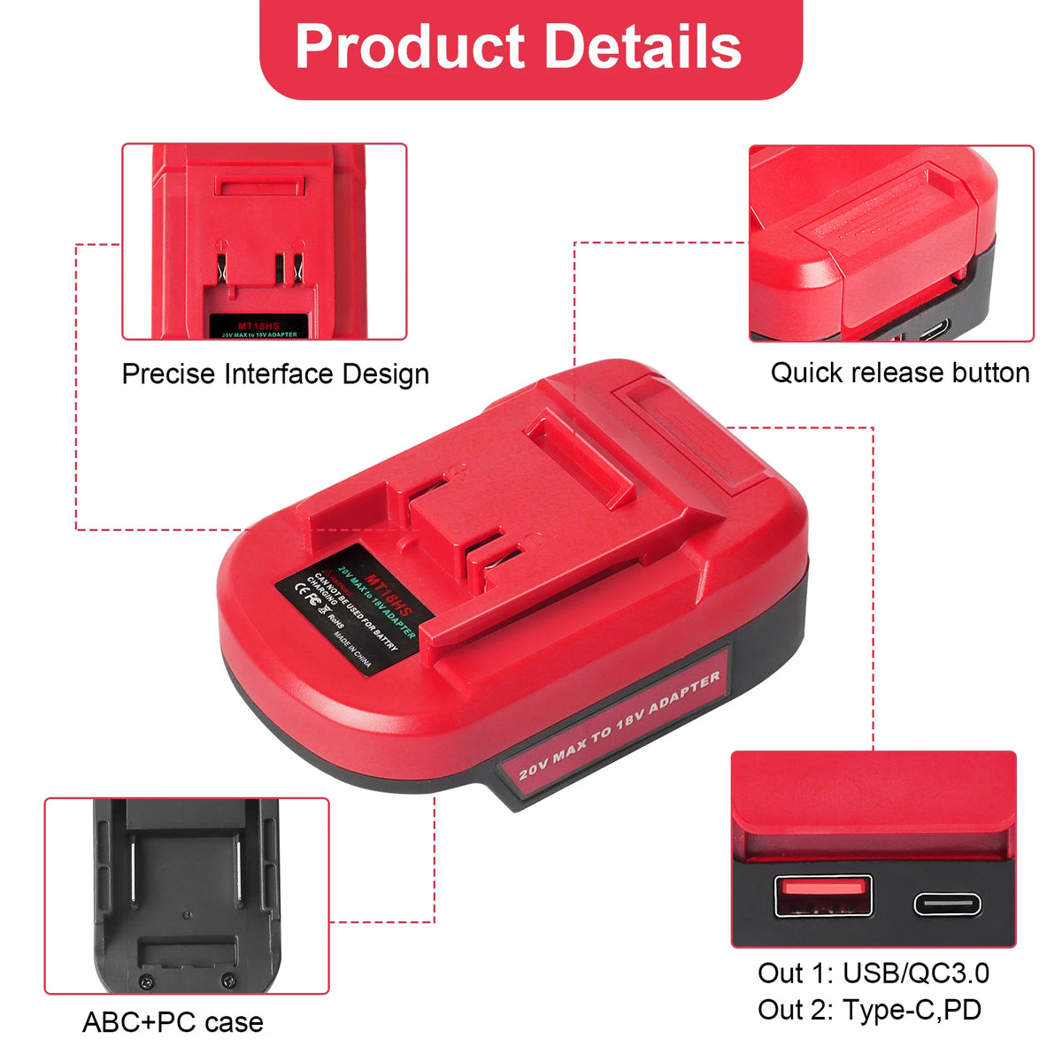 Adapter for Makita 18V Battery to EINHELL 18V Tool Use PD 22