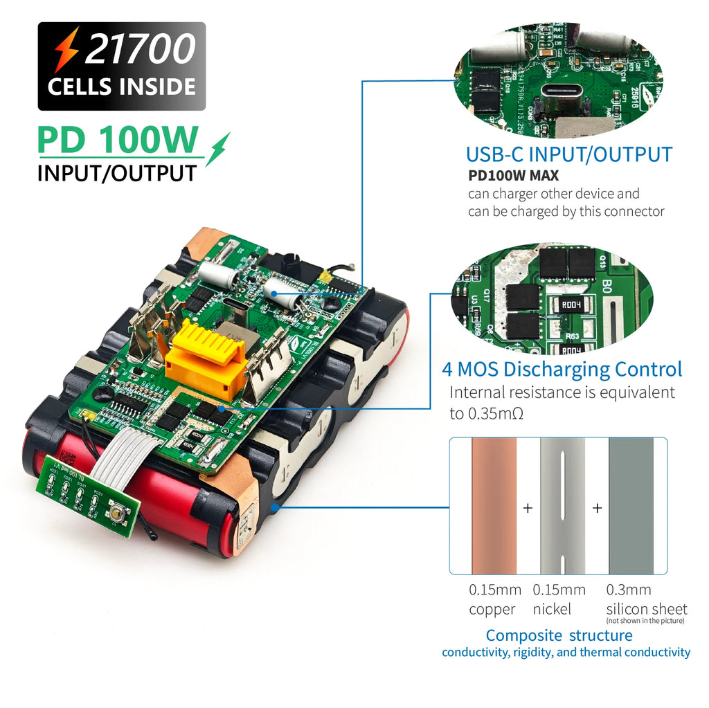 TPCELL PD100W 4/5Ah For MKT 18V 21700 Tabless cells Replacem