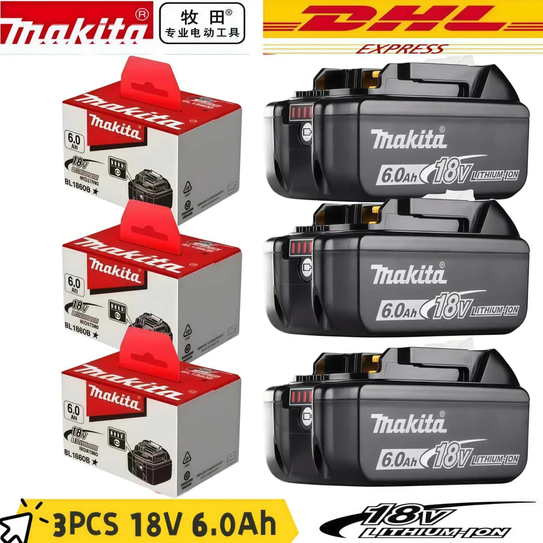 6Ah 100% Original Makita 18V Battery BL1860B Rechargeable Lithium-Ion Battery for Makita 18V Power Tools Replace the Battery.