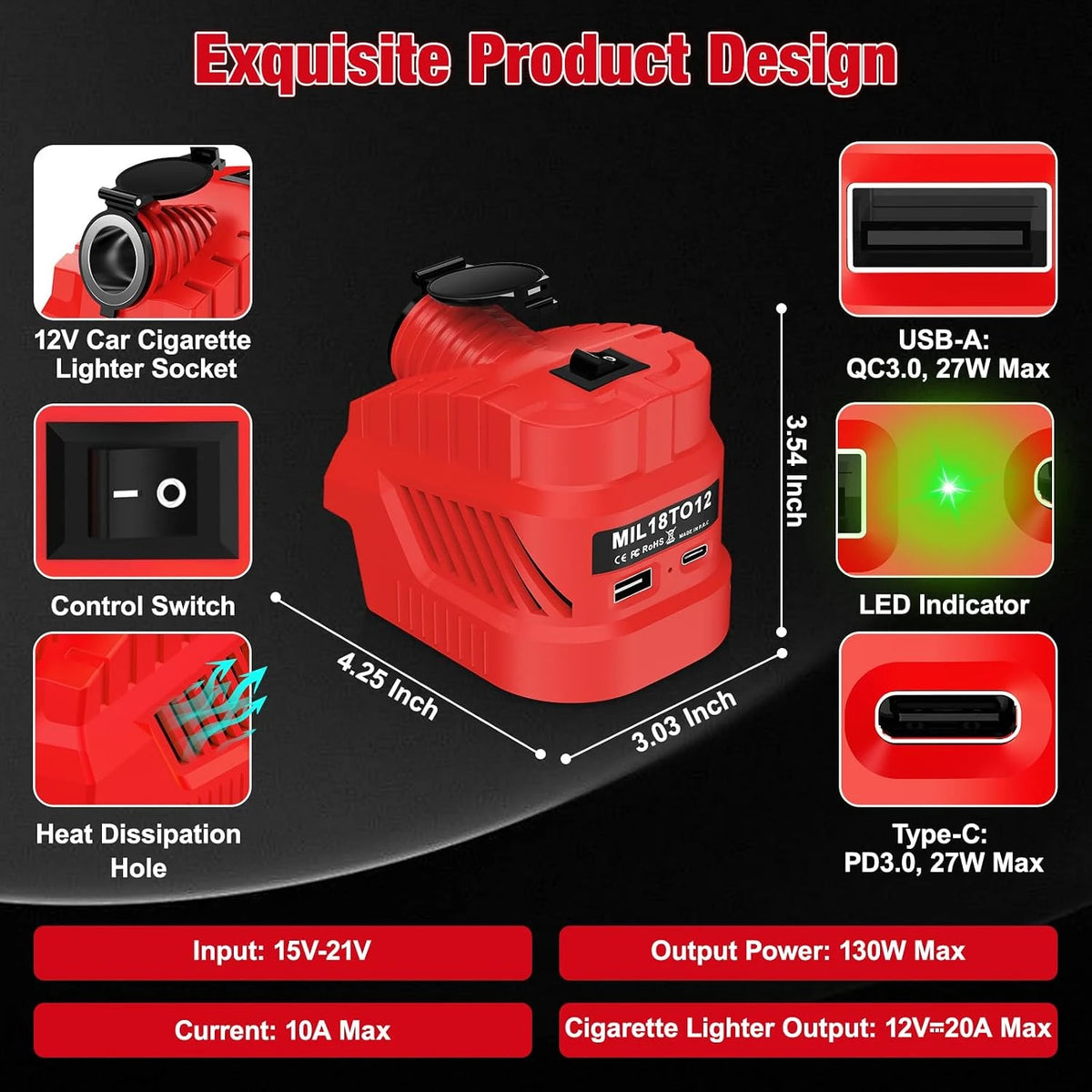 18V To 12V Step Down Buck Converter Fit For Makita/Milwaukee