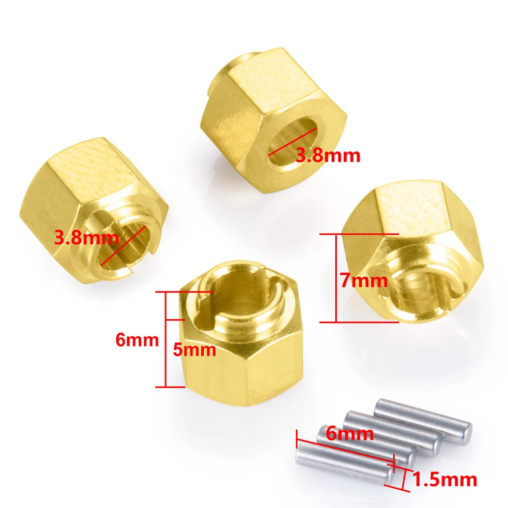 AXSPEED Brass Wheel Hex Hub Extenders Adapter 4/5/6/7/10mm for 1/18 RC Crawler Car TRX4M Bronco Defender Upgrade Parts