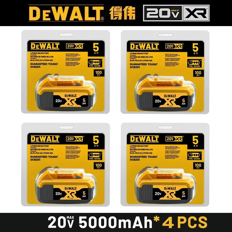 100% Original Dewalt 20V Battery 6.0Ah 5.0Ah DCB206 DCB205 20V Dewalt Power Tool Replacement Battery DCB200 DCB184 Fast Charger