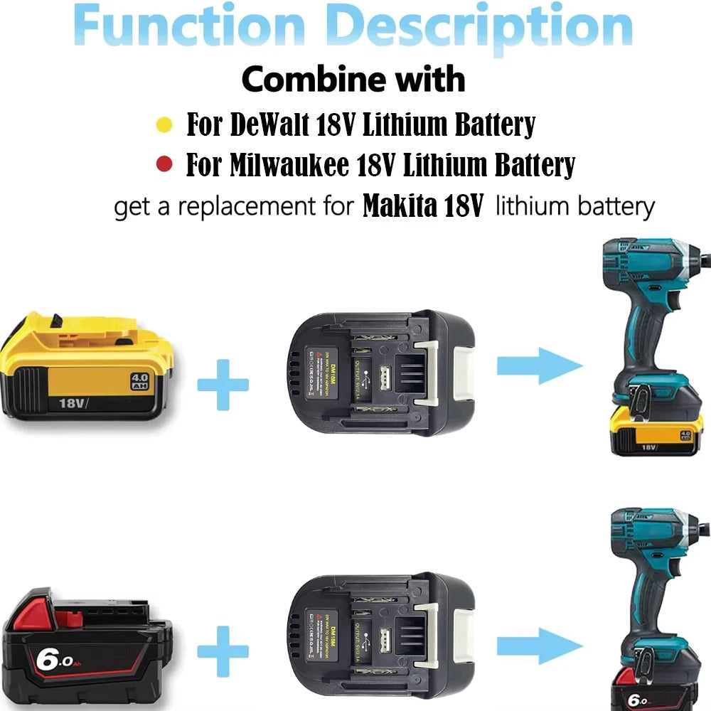 New Battery Adapter for Makita 18V Tools Convert for Dewalt 