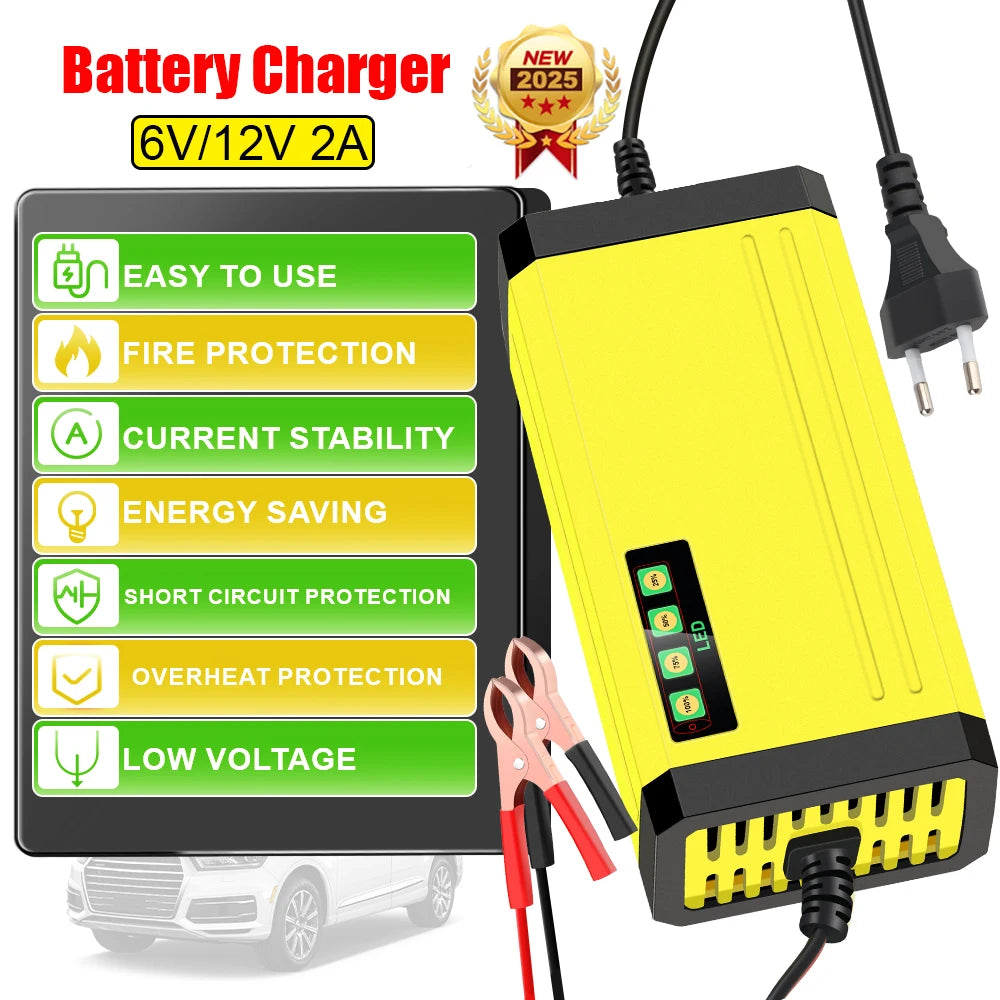 12V 2A Car Battery Charger EU Plug Tester Automatic Smart Di