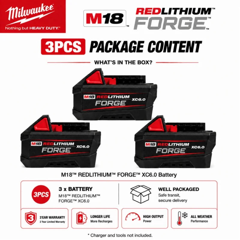 100% New Milwaukee M18 6.0Ah High Output Battery 18V Lithium-ion Rechargeable for Milwaukee M18 Cordless Power Tools 6Ah Battery