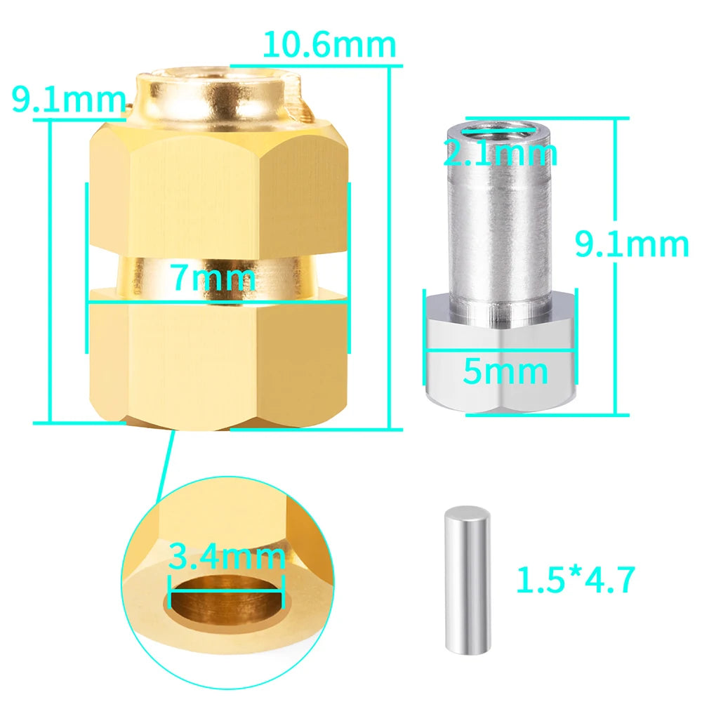 YEAHRUN 7MM Brass Wheel Hex Hub Extender Adapters for TRX4M 