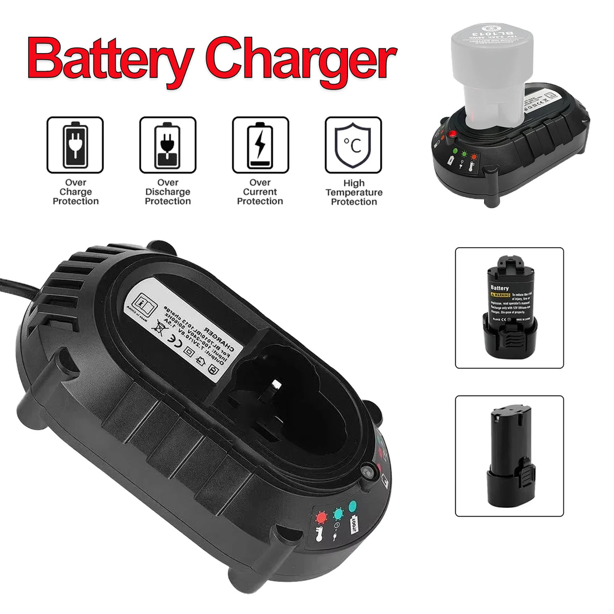 Power Supply Charger for Makita BL1013 BL1014 10.8V-12V Li-i