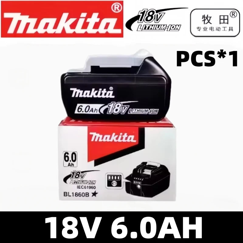 Original Makita 18V 6.0Ah Rechargeable Battery For Makita BL1830 BL1830B BL1840 Power Tools Battery+electric drill+charger