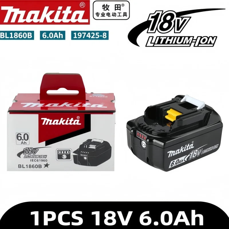 100% Original Makita BL1860B 18V 6.0Ah Battery with LED Power Indicator Extended Runtime for LXT Cordless Tools