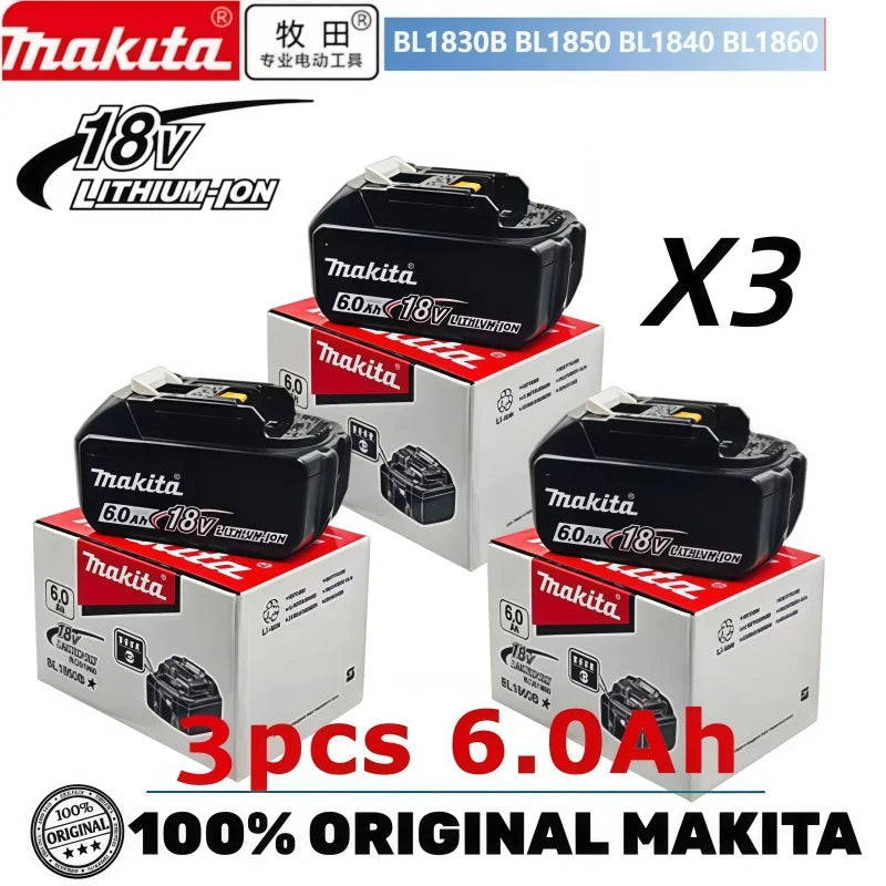 100% Original Makita 18V 6.0Ah Battery for Makita BL1830 BL1