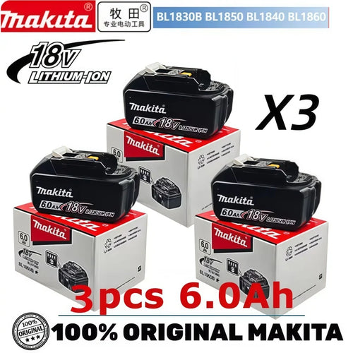 100% Original Makita 18V 6.0Ah Battery for Makita BL1830 BL1