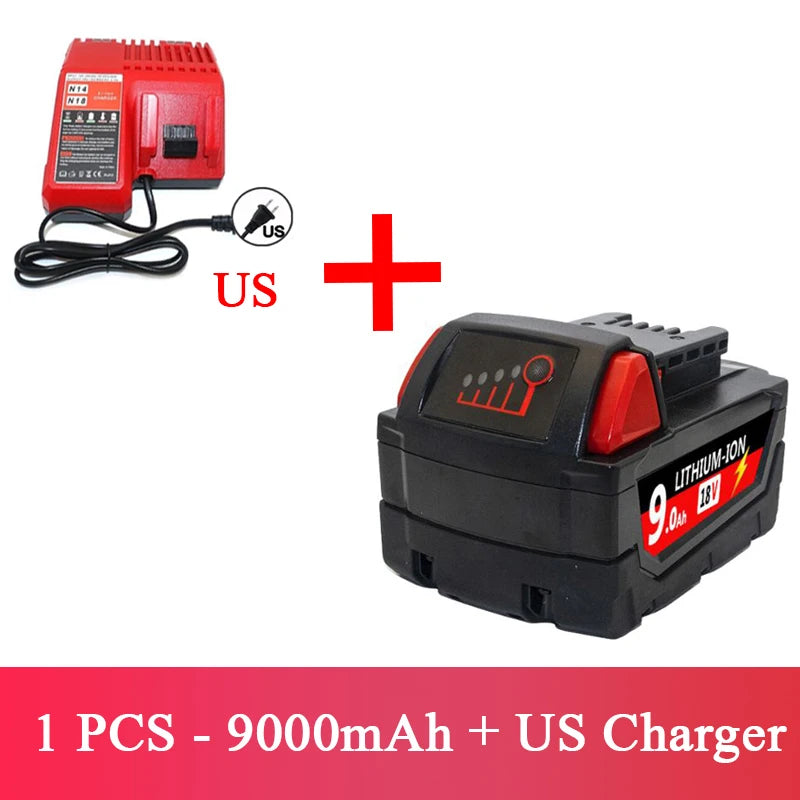 For Milwaukee M18 Power Tool Battery Charger BR XC 18V Milwaukee M18B5 48-11-1860 Built-in 18650 Battery 6.0Ah/9.0Ah/12.0Ah