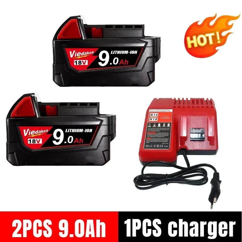 100% New for Milwaukee 18v Battery 9.0Ah High Output 18V Lithium-ion Rechargeable for M18 Cordless Power Tools 6.0/5.0Ah Battery