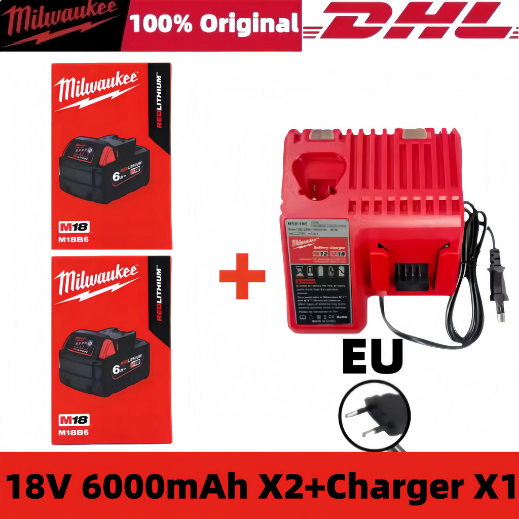 100% New Milwaukee M18 6.0Ah High Output Battery 18V Lithium-ion Rechargeable for Milwaukee M18 Cordless Power Tools 6Ah Battery