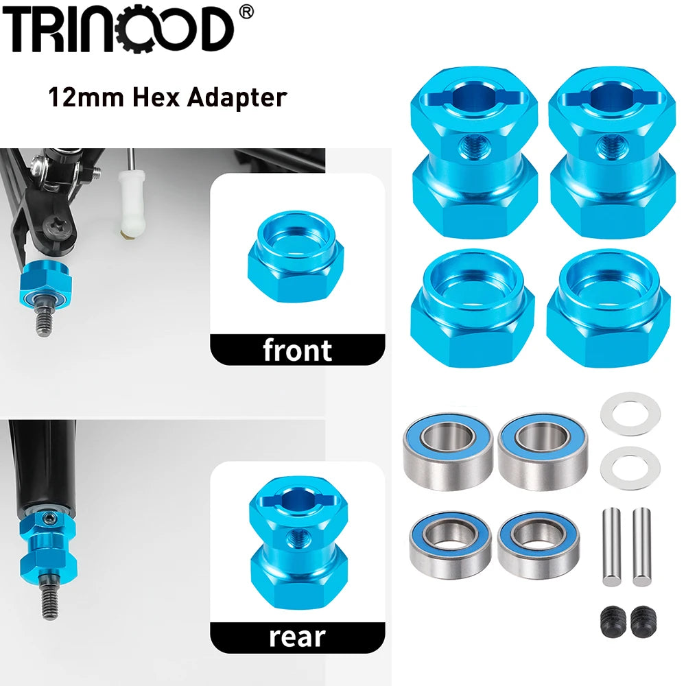 TRINOOD 4Pcs Alu Alloy 12mm Wheel Hex Adapter Locking Hub fo