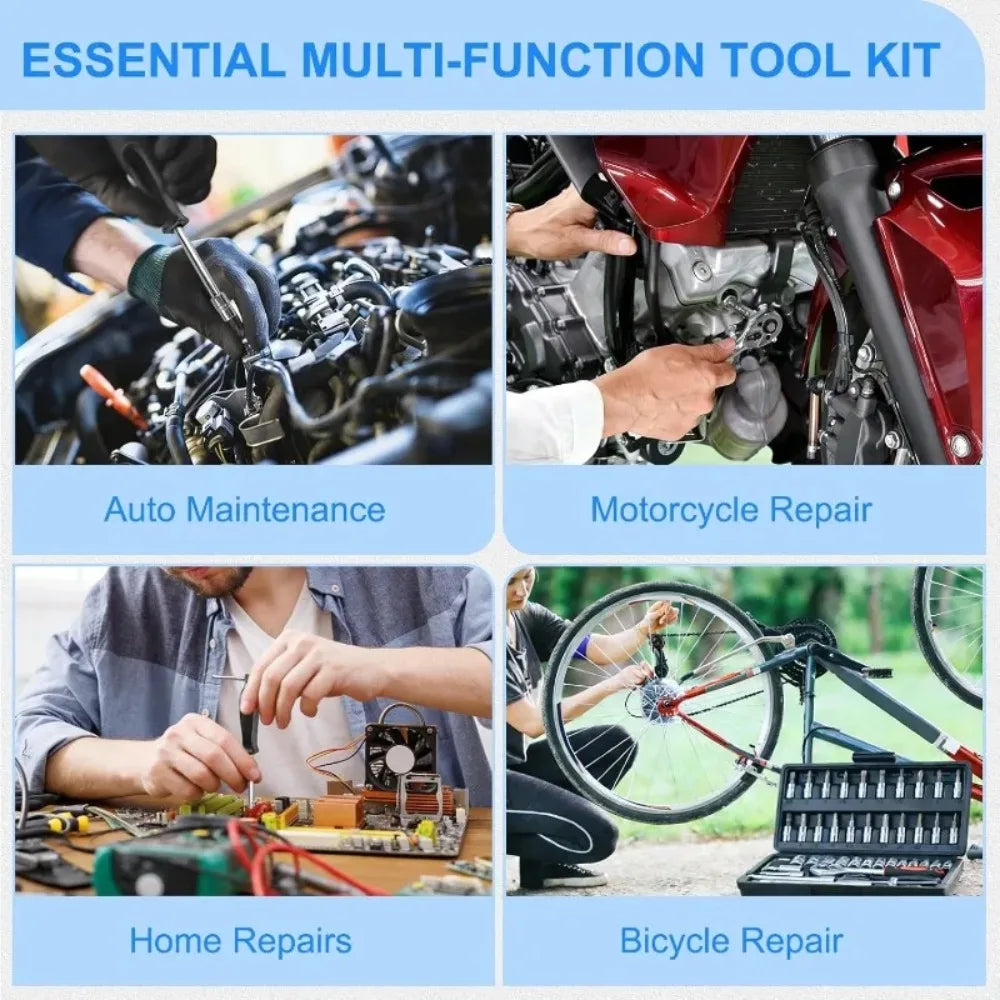 Hot 46Pcs 1/4 Drive Socket Wrench Set Ratchet Screwdriver & 