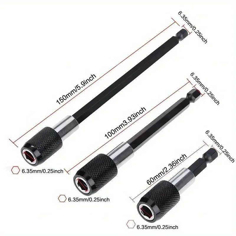 1/3pcs Magnetic Drill Bit Extension Set Quick Release & Univ