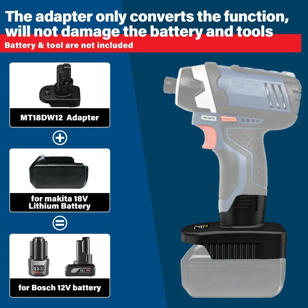MT18BS12 Battery Adapter for Bosch 12V Tools for Makita 18V 