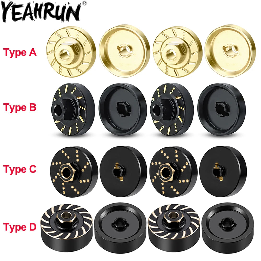 YEAHRUN 4Pcs TRX4M Wheel Hex Driver Adapters Brass Counterwe