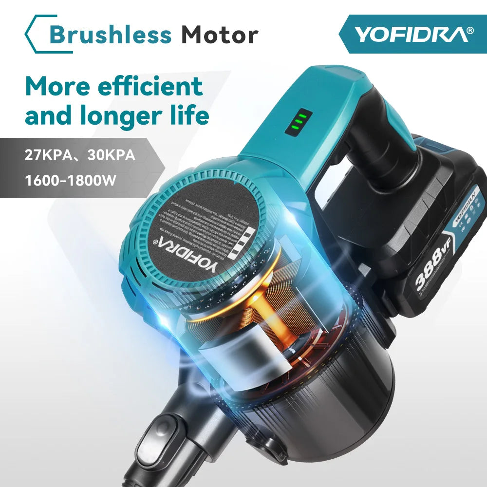 YOFIDRA 1.5L Cordless Electric Vacuum Cleaner Efficient Rech