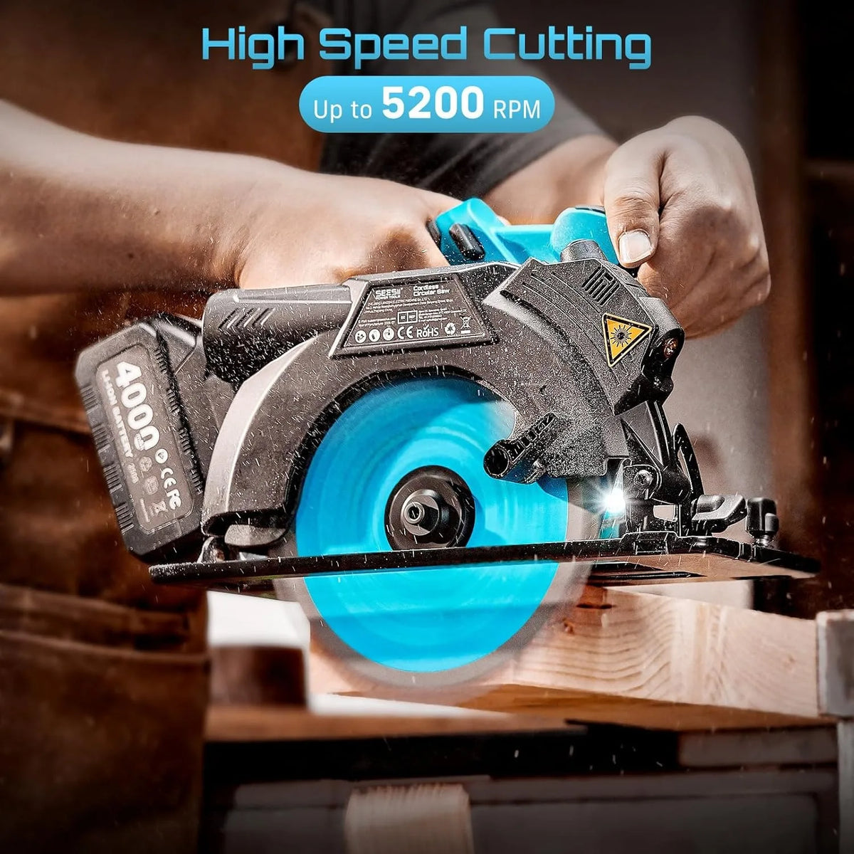 SEESII 6-1/2 Cordless Circular Saw 5200 RPM Electric Power S