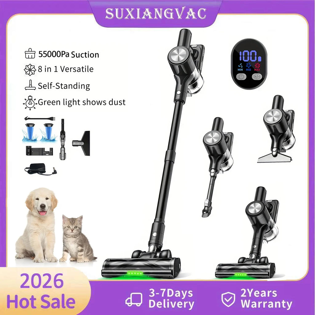 Cordless Vacuum Cleaner 55Kpa/55min Self-Standing Powerful S