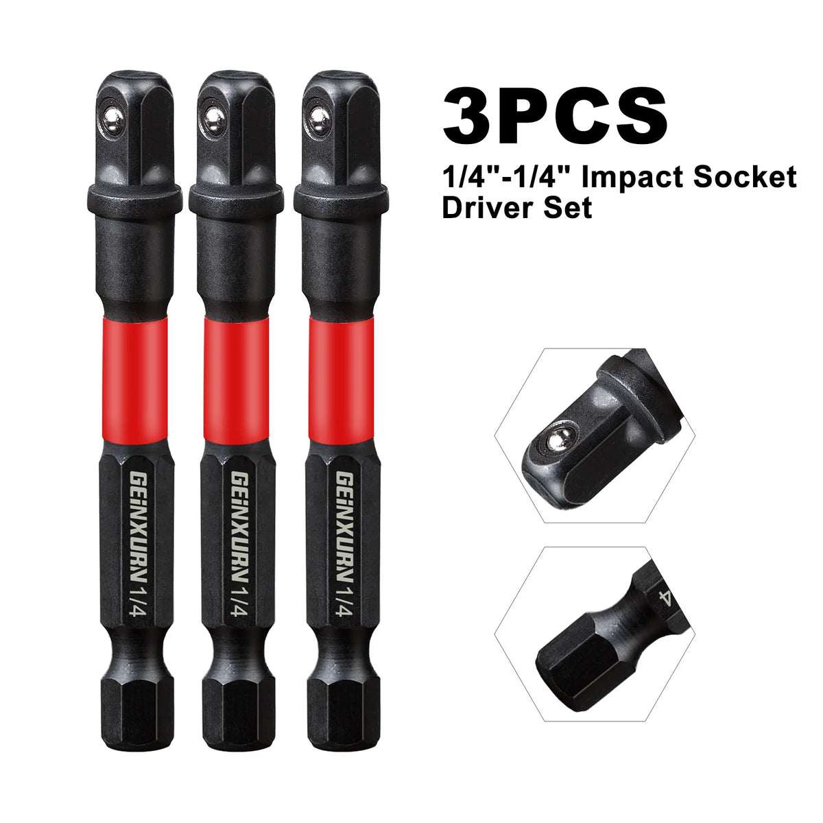 Geinxurn 1/4 Impact Socket Driver Set 3Inches Extension Bit with Holder Adapt Your Power Drill to High Torque Impact Wrench