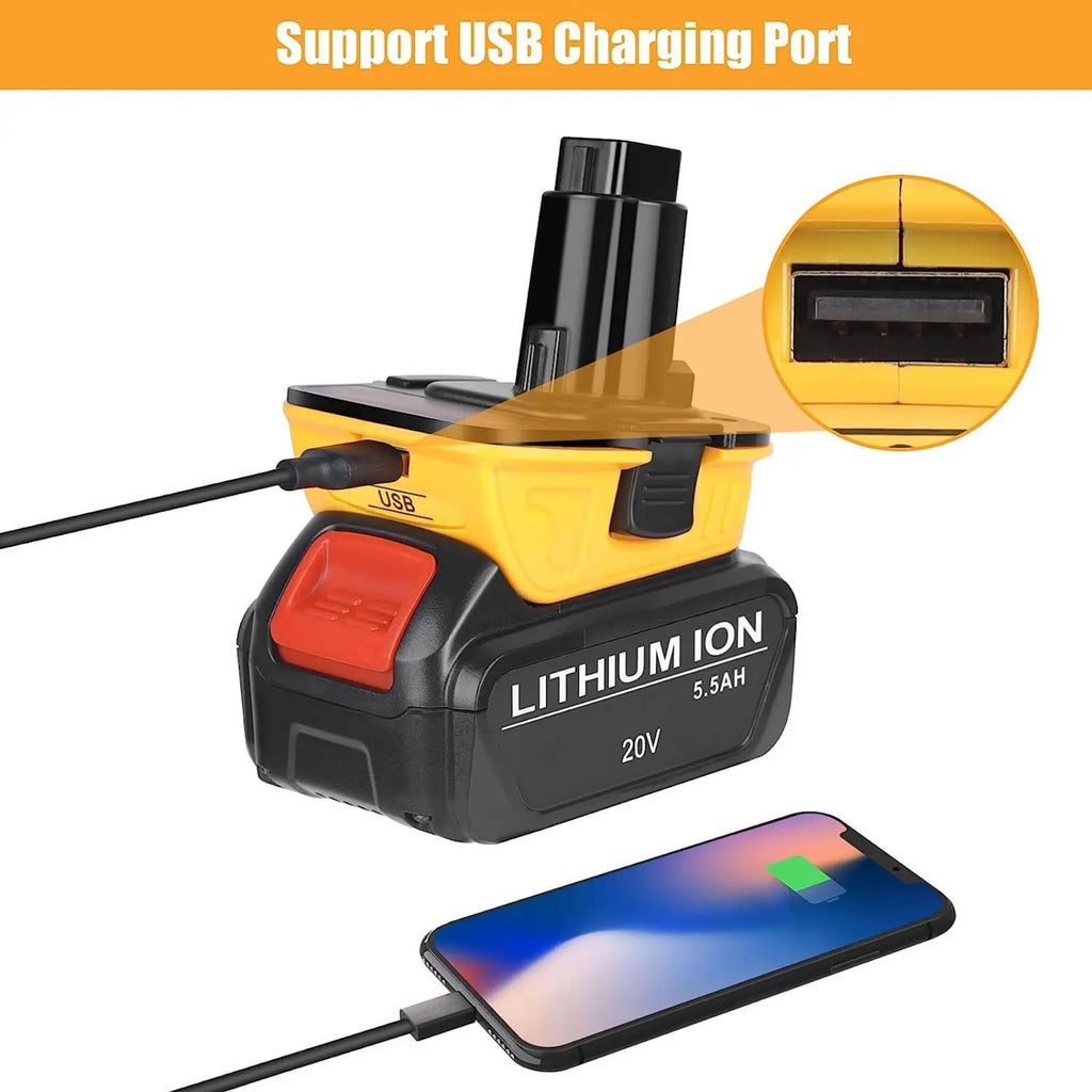 DCA1820 USB Adapter for Dewalt 18V Tools Convert Dewalt 20V 