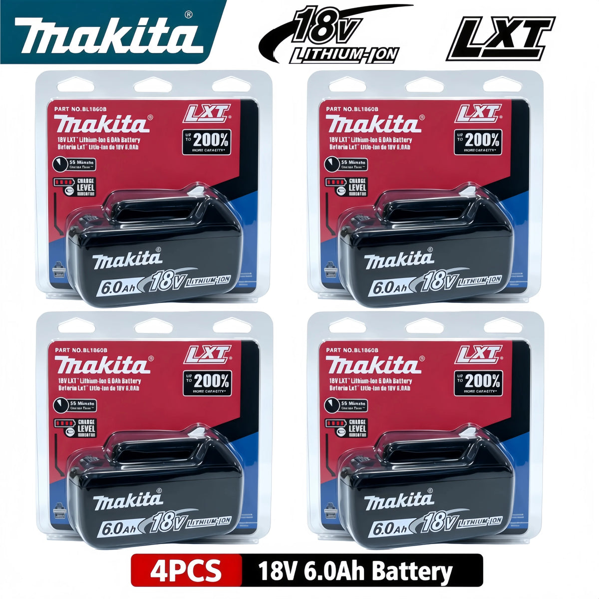 100% Original Makita 18V 6.0Ah Rechargeable Battery For Makita BL1830 BL1830B BL1840 BL1840B BL1850 BL1850B Power Tools Battery