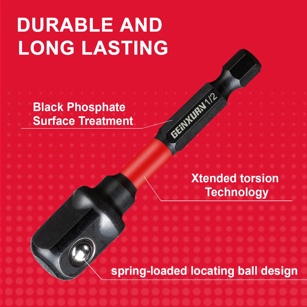 Geinxurn 1/4 Impact Socket Driver Set 3Inches Extension Bit 