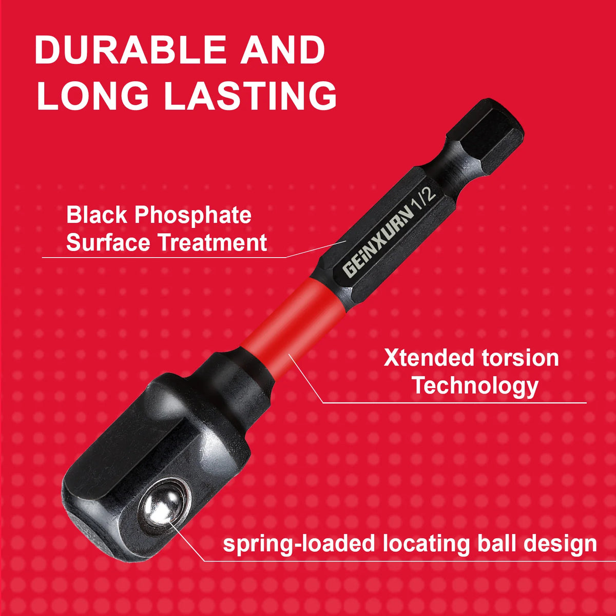 Geinxurn 1/4 Impact Socket Driver Set 3Inches Extension Bit 