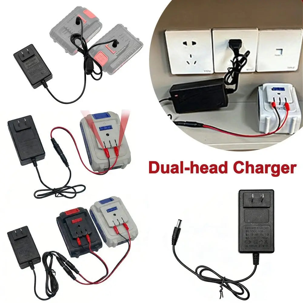 Portable 18/21V/24V Lithium Dual-head Charger Overload Prote