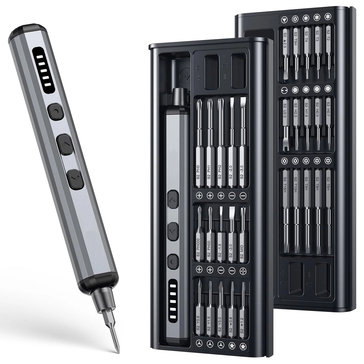68/76 in 1 Electric Screwdriver Set with 64 Precision Magnetic Bits 4 LED Lights 5 Torque Settings for iPhone Glasses Watches