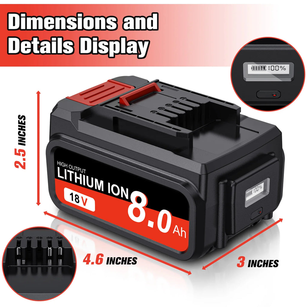 For EINHELL EIN18C2 18V 8.0Ah Battery Li-ion Replacement Bat