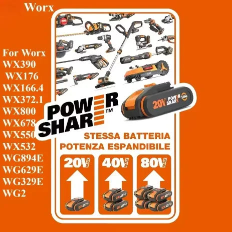 Worx 20V High-Capacity Battery 4.0/6.0/8.0Ah multi-tool shar